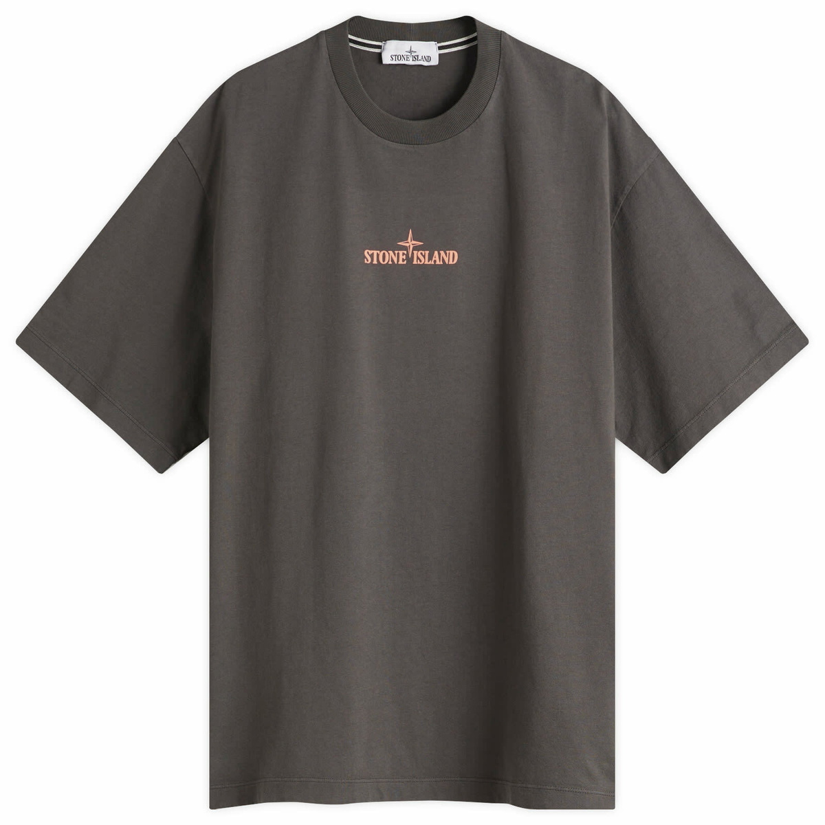 ★STONE ★ Logo Print Garment Dyed Short Sleeve T-Shir Stone Island Garment Dyed T-Shirt in Walnut | FWRD