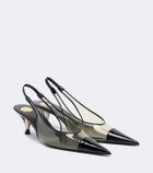 Saint Laurent Fanny leather-trimmed slingback pumps
