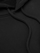 Loewe - Logo-Debossed Leather-Trimmed Cotton-Jersey Hoodie - Black
