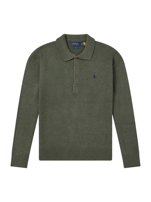 Photo: Polo Ralph Lauren - Logo-Embroidered Knitted Cotton Polo Shirt - Green