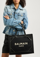 Balmain B-Army Medium Logo Canvas Tote - Black - One Size