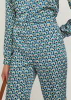 Etro Patterned Satin Straight-leg Trousers Blue