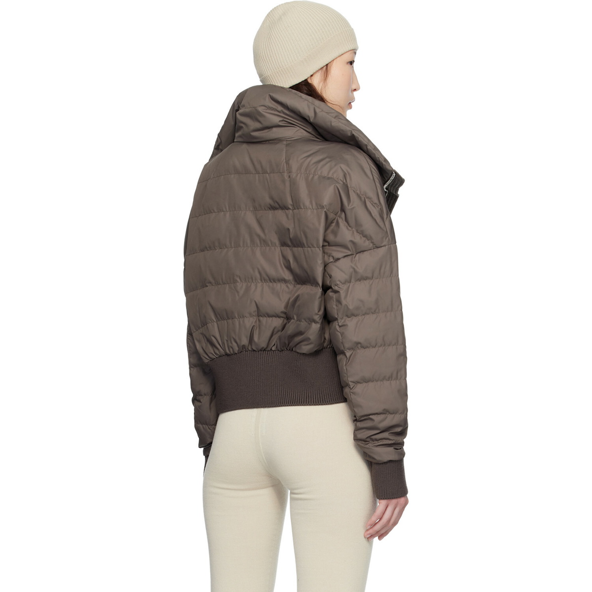 Rick Owens Moncler + Rick Owens Taupe Cropped Down Jacket