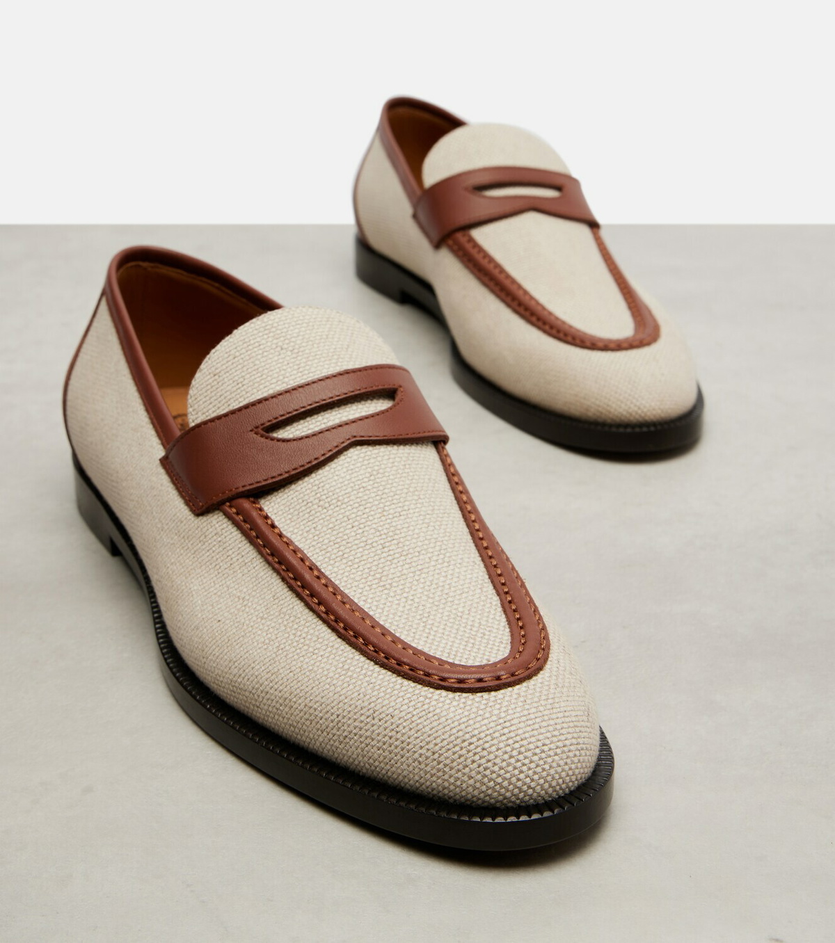 Loro Piana Sergio leather-trimmed penny loafers