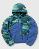 Erl Printed Swirl Fleece Hoodie Knit Blue - Mens - Hoodies