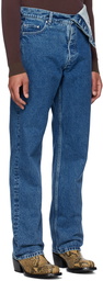 Y/Project Blue Asymmetric Waist Jeans