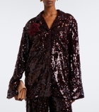 Erdem Floral-appliqué sequined shirt
