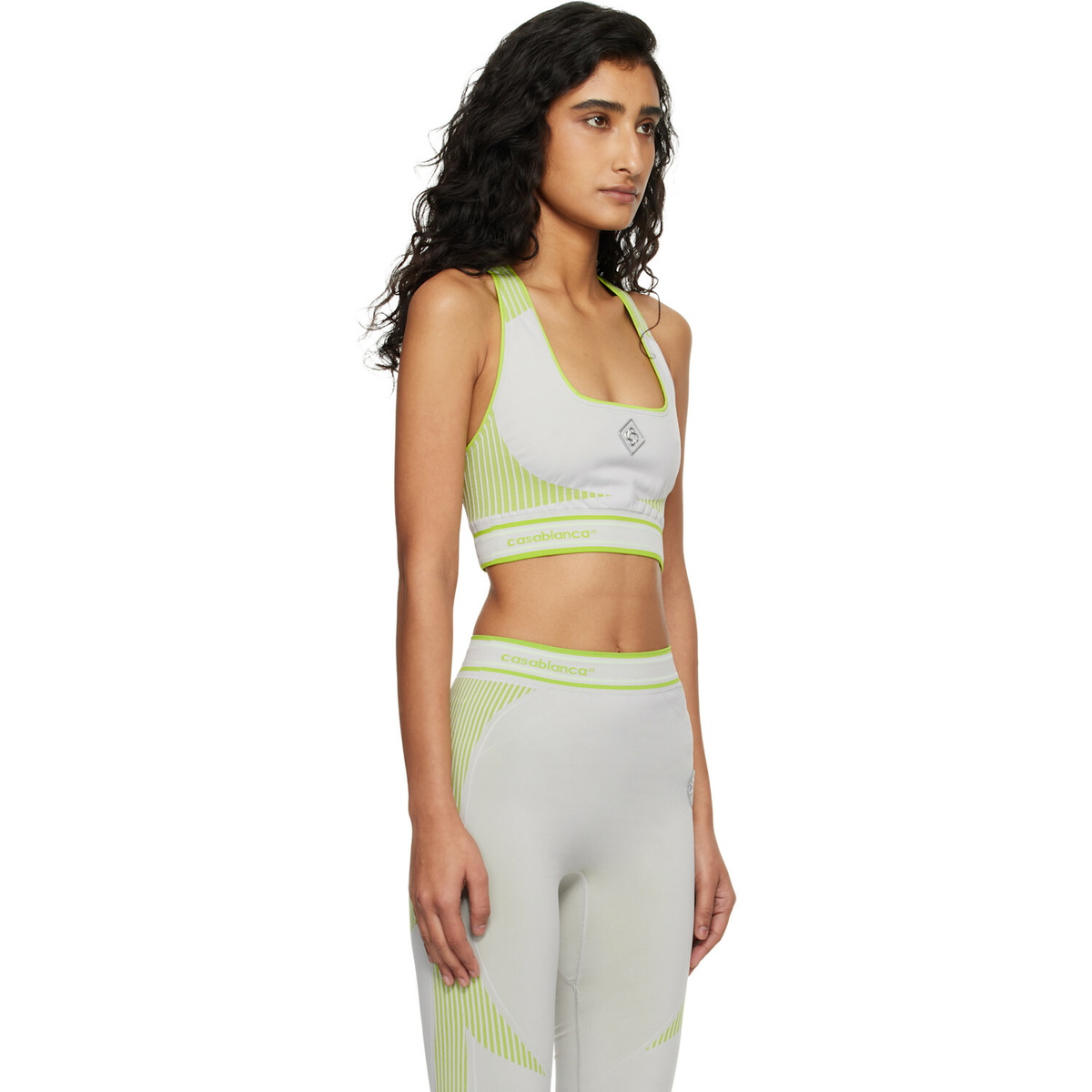 Casablanca Gray & Green Seamless Bralette