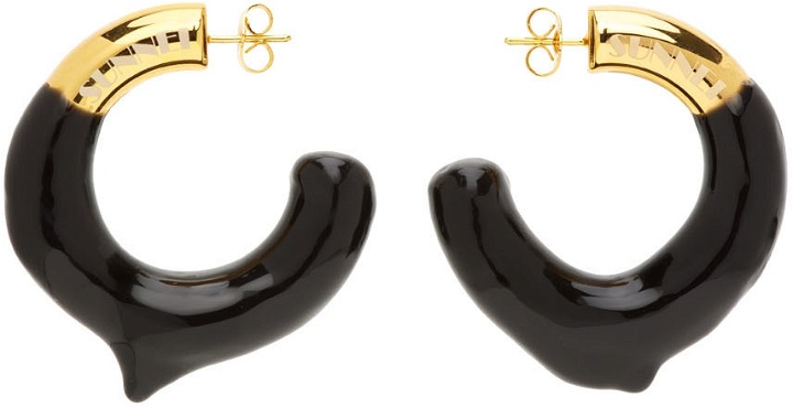 Photo: SUNNEI SSENSE Exclusive Gold & Black Big Rubberized Earrings