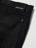 TOM FORD - Slim-Fit Straight-Leg Cotton-Blend Moleskin Trousers - Black