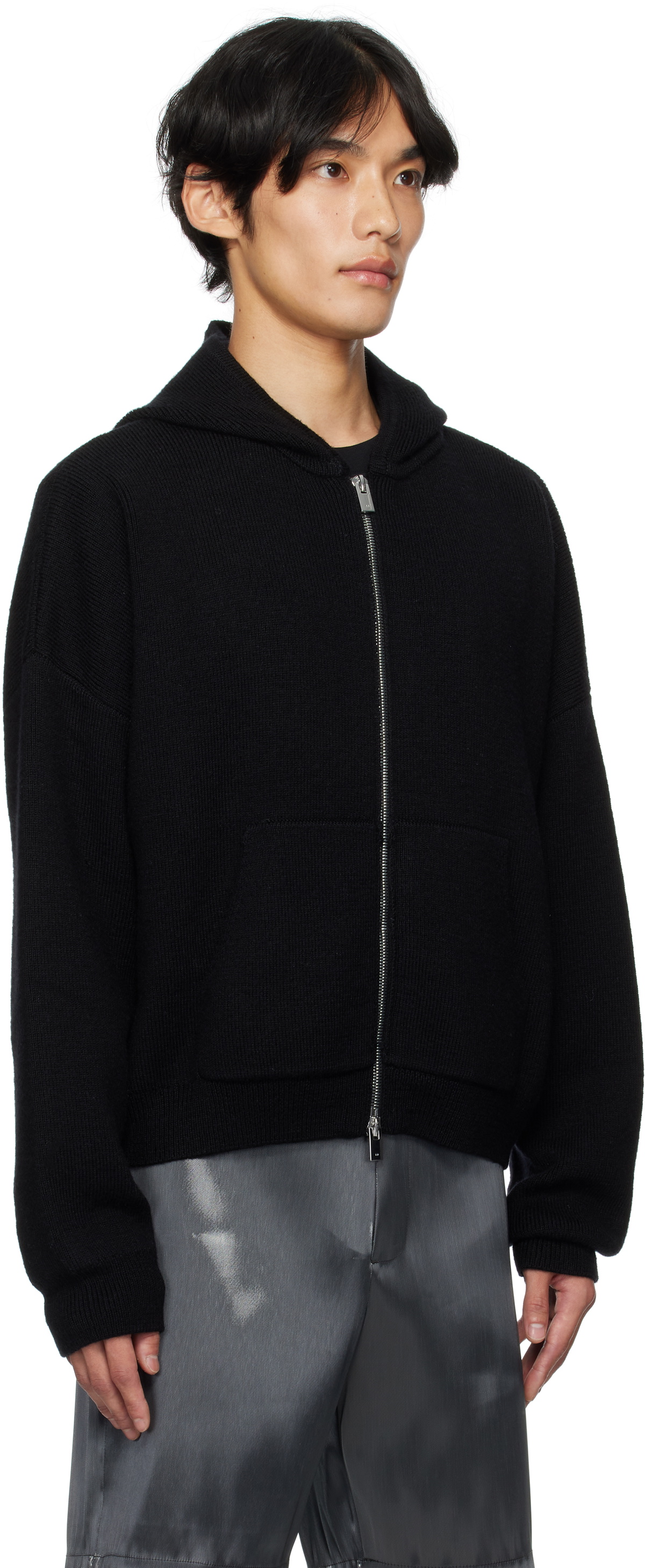 HELIOT EMIL Black Lampi Knit Hoodie
