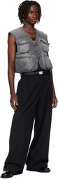 LU'U DAN Gray Wadded Denim Cargo Vest