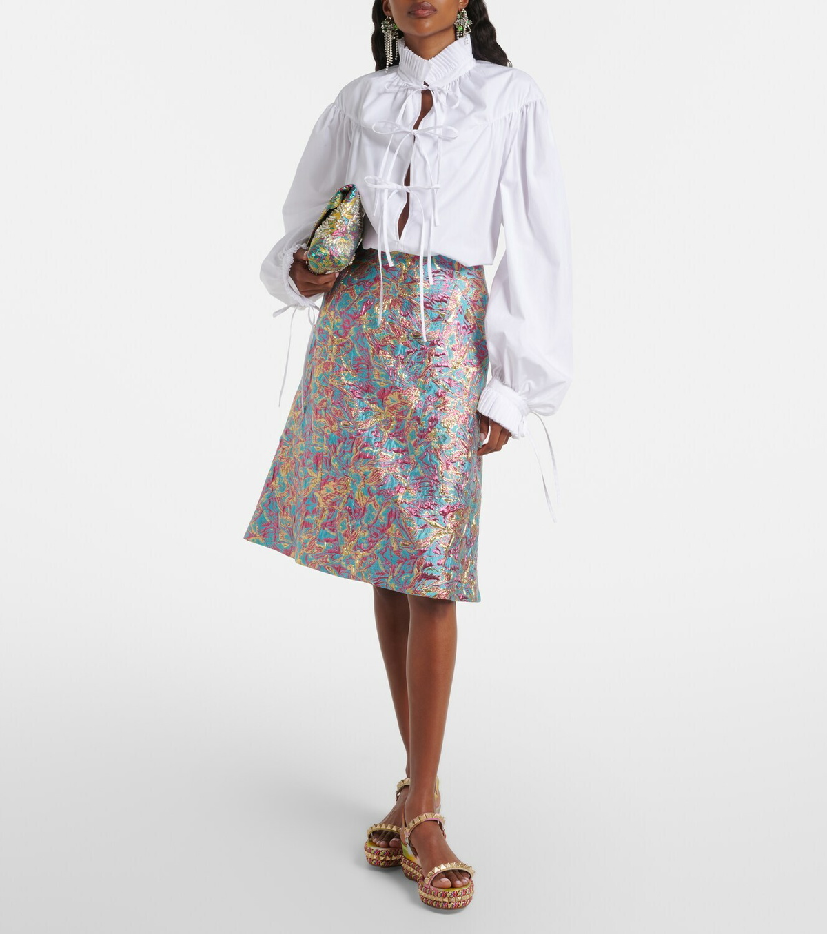 Christian Louboutin Pyra Clou studded floral espadrille wedges