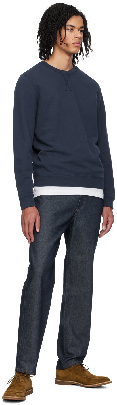 Sunspel Navy V Stitch Sweatshirt Sunspel