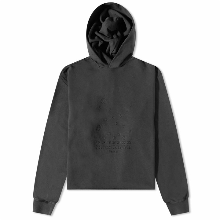 Photo: Maison Margiela Men's Embroidered Numbers Logo Hoody in Charcoal