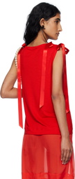 Simone Rocha Red Bow Ribbon Tail Tank Top
