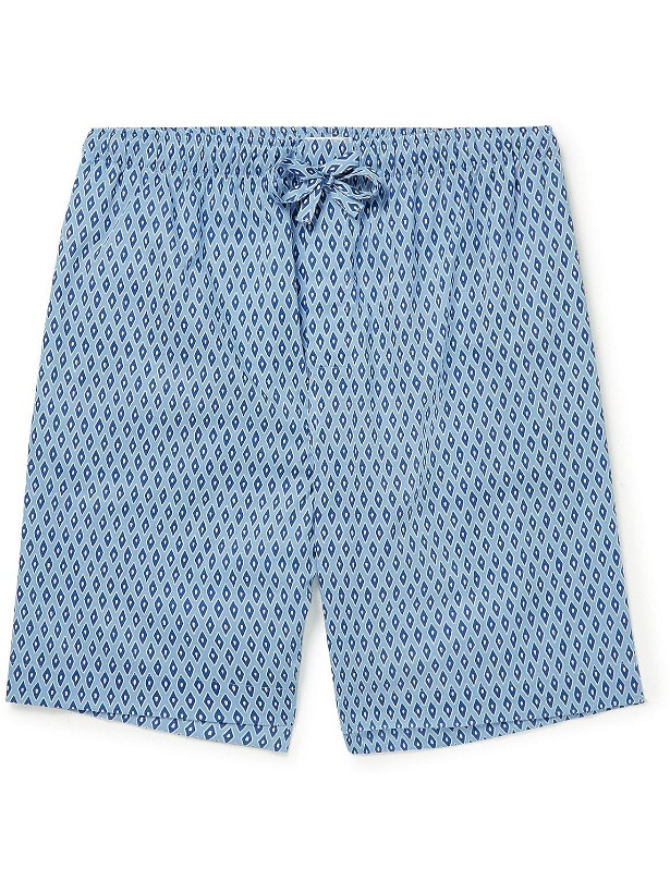Photo: Derek Rose - Nelson Printed Cotton-Poplin Pyjama Shorts - Blue