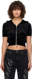 alexanderwang.t Black Cropped Zip-Up Hoodie