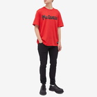 Alexander McQueen Men's Graffiti Logo T-Shirt in Lust Red/Black