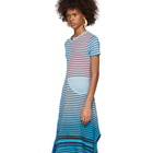 Loewe Blue Asymmetric Striped Tie-Dye Dress