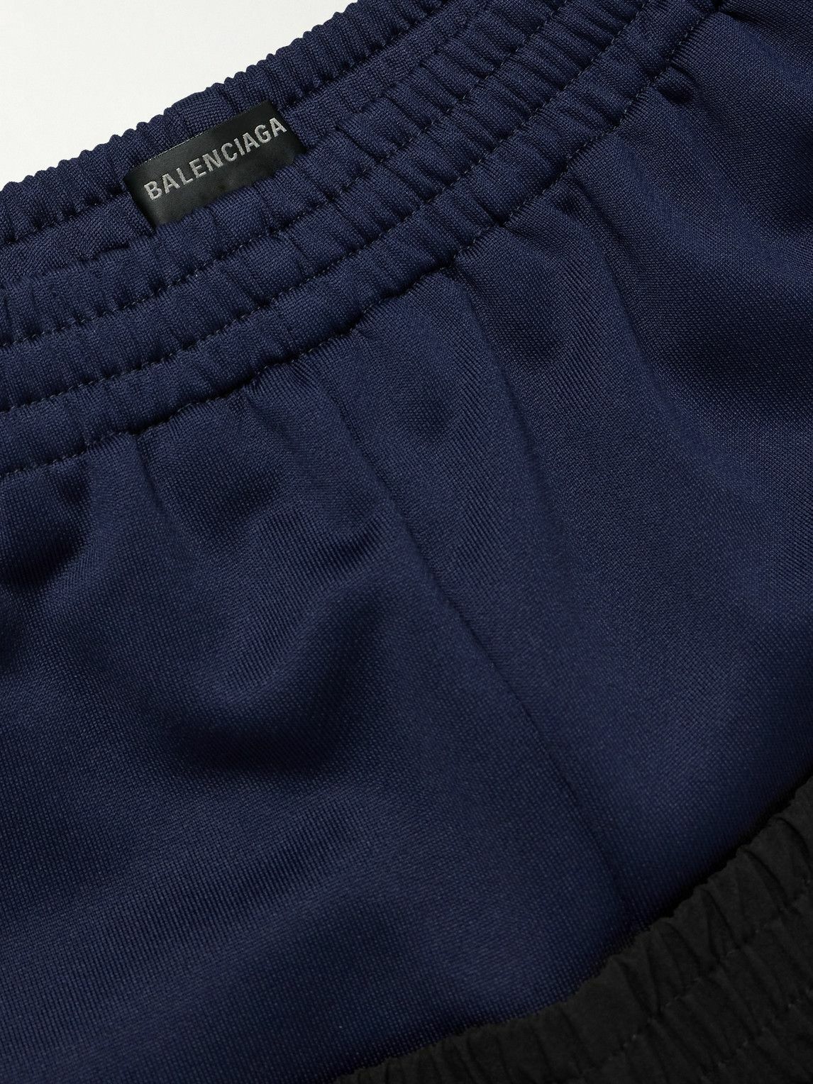 Balenciaga - Wide-Leg Layered Striped Tech-Jersey and Shell Track Pants - Blue
