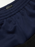 Balenciaga - Wide-Leg Layered Striped Tech-Jersey and Shell Track Pants - Blue