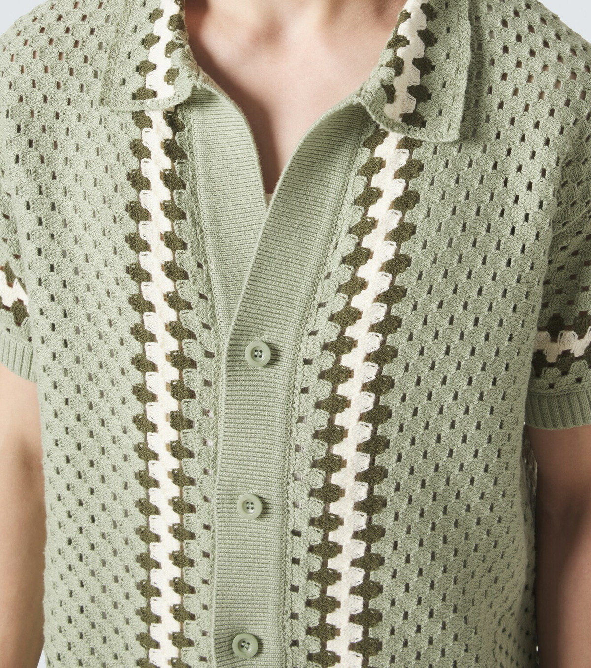 Frescobol Carioca Pinto crochet cotton bowling shirt
