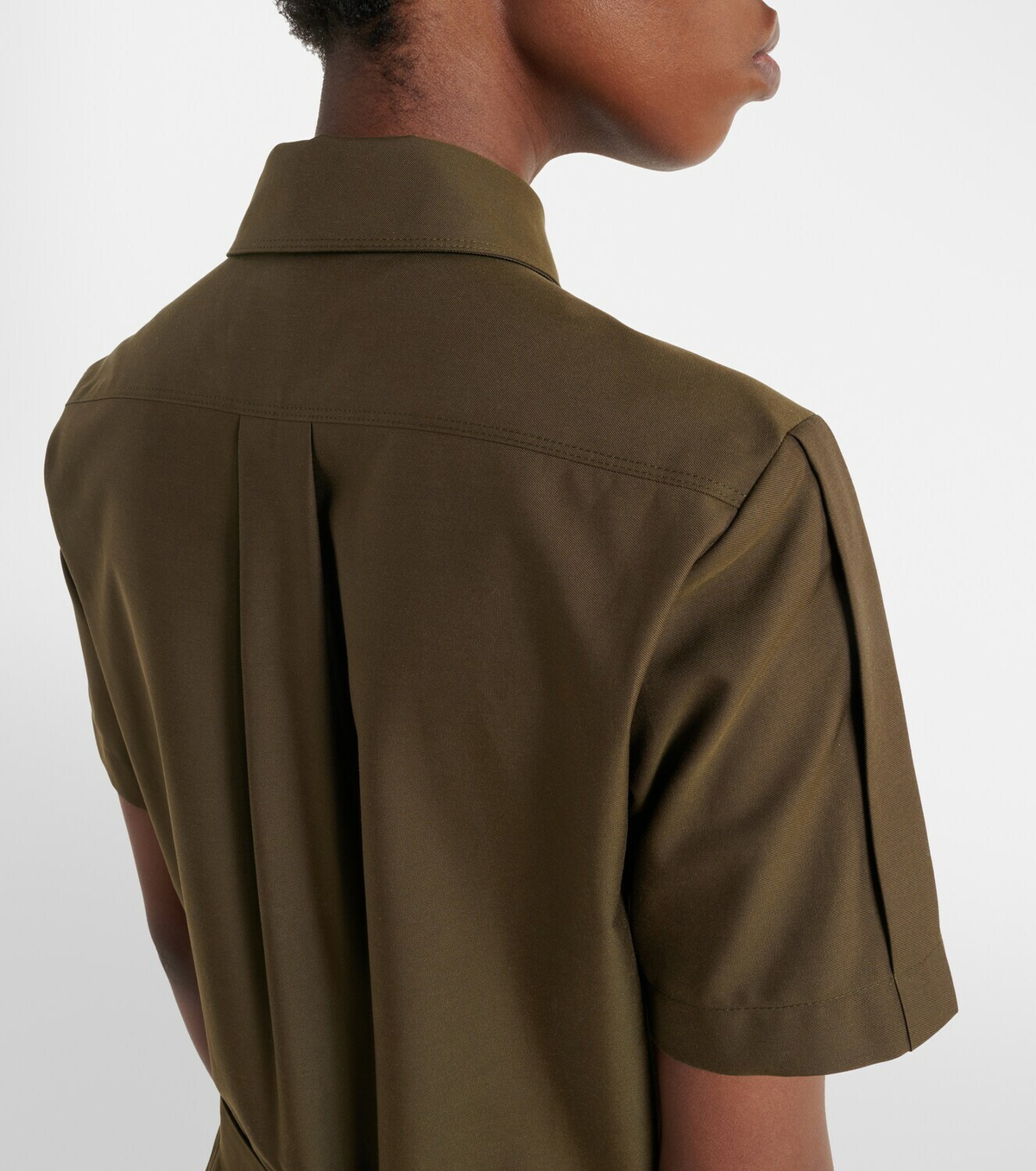 Loewe Belted pleated cotton-blend shirt dress