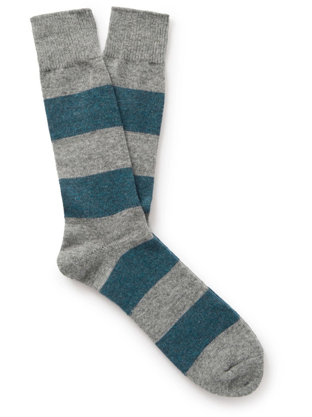 Photo: Anonymous ism - Striped Wool-Blend Socks
