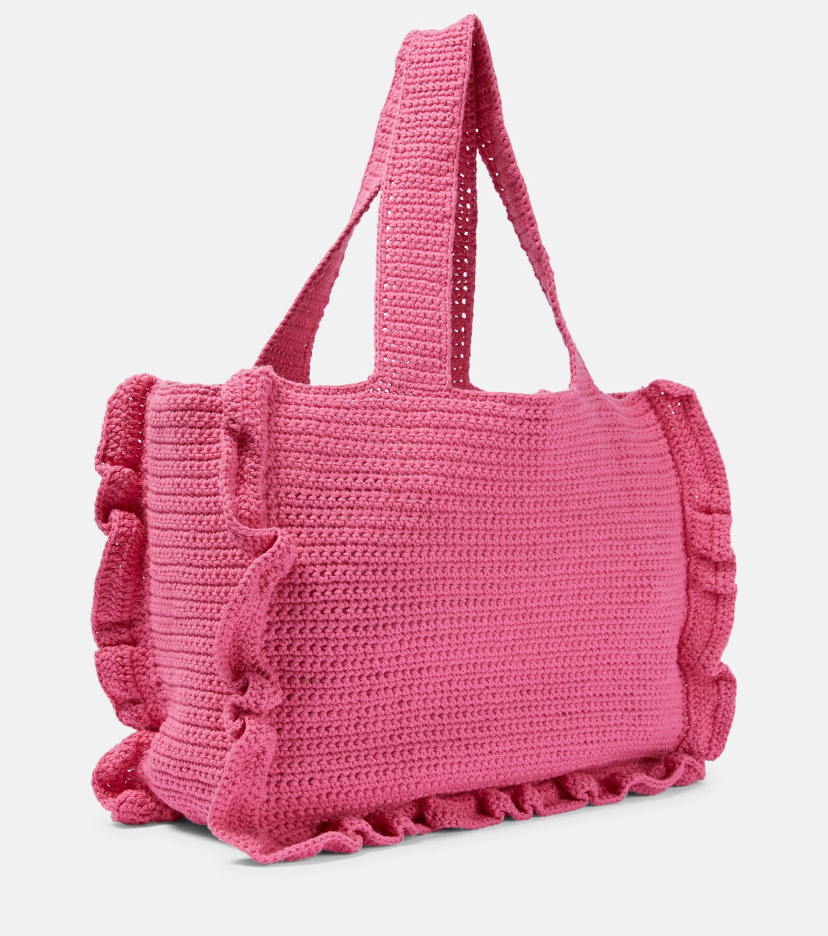 Ganni Frilltrimmed crochet tote bag GANNI