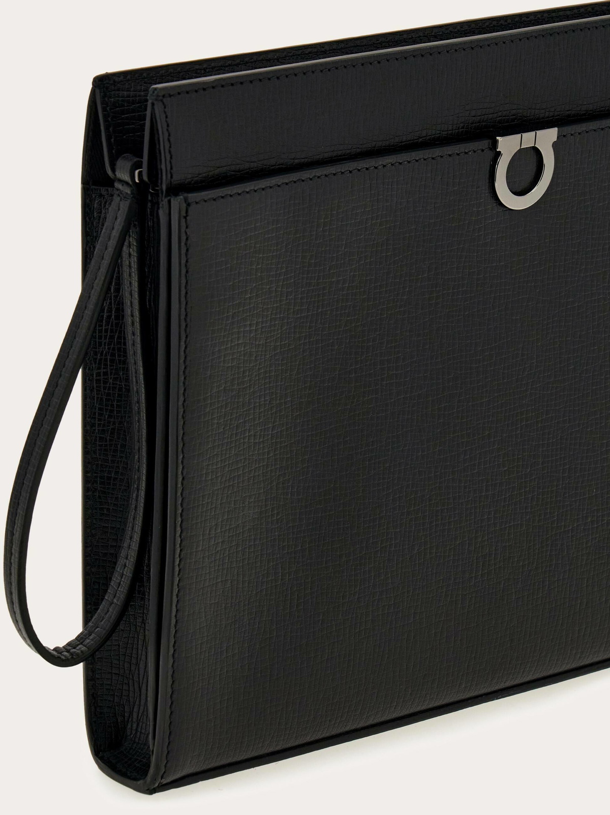 Ferragamo Mens Gancini pouch in Black