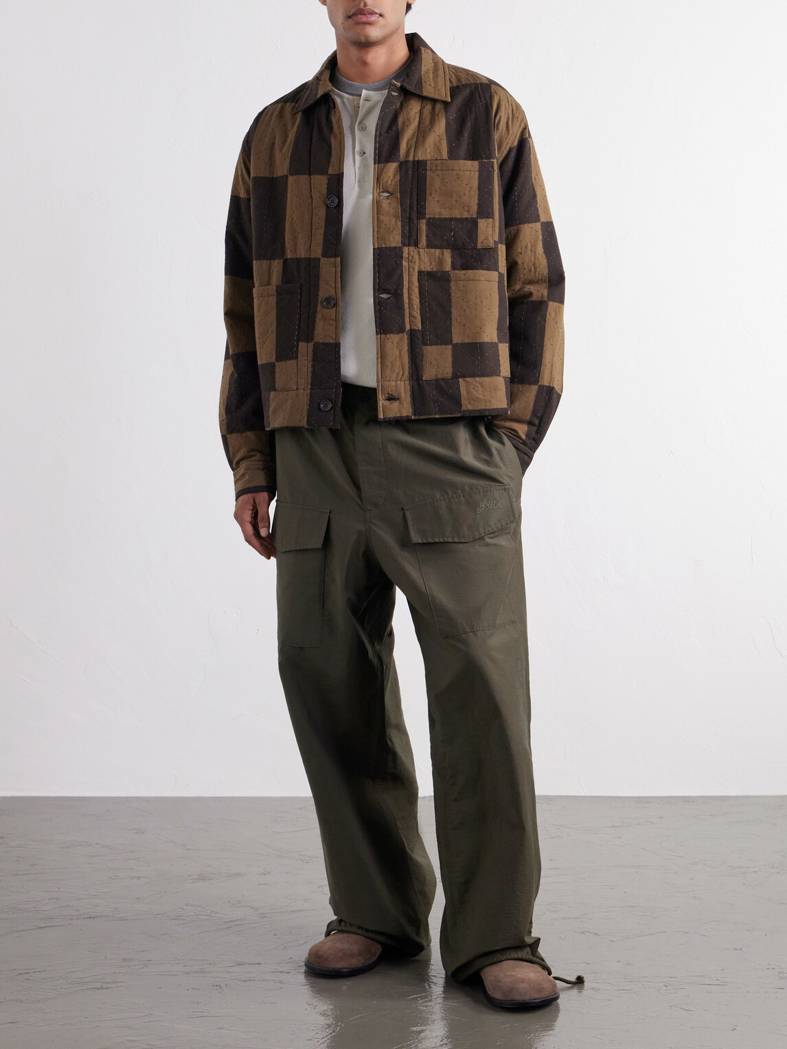 Kardo - Bodhi Embroidered Checked Cotton Blouson Jacket - Brown