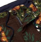 Altea - Printed Cotton and Linen-Blend Canvas Drawstring Shorts - Men - Brown