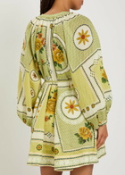 Alemais Dixie Printed Ramie Mini Dress Yellow