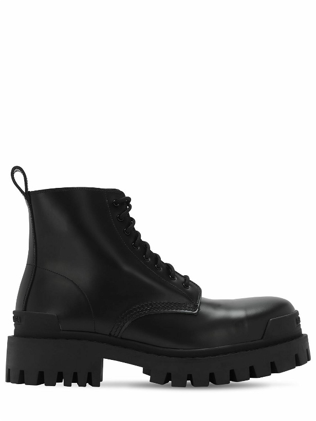 Photo: BALENCIAGA - Strike Bootie Leather Lace-up Boots