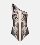 La DoubleJ Goddess printed one-shoulder swimsuit
