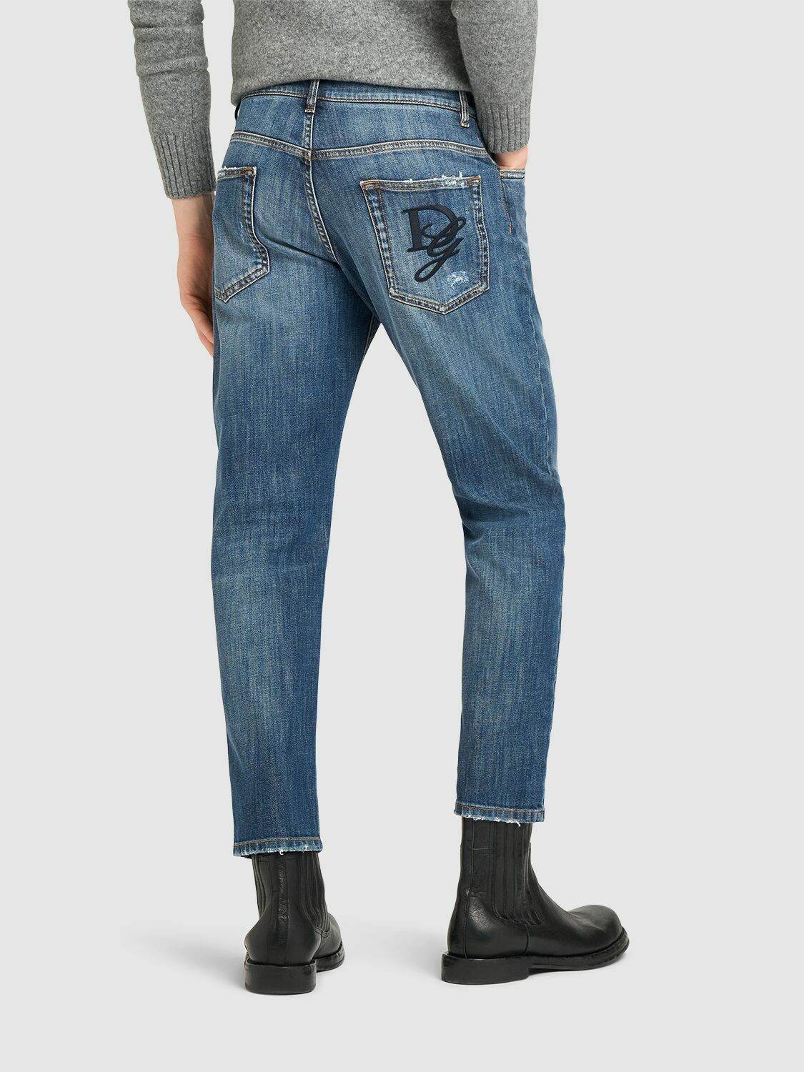 DOLCE & GABBANA Five Pocket Logo Embroidered Jeans Dolce