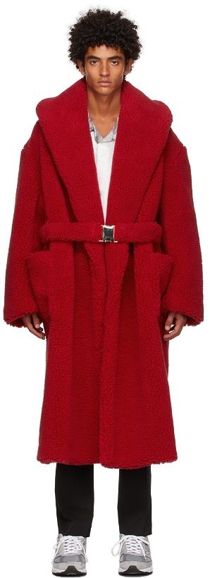 Photo: Casablanca Red Faux-Shearling Robe Coat