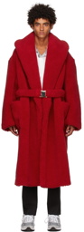 Casablanca Red Faux-Shearling Robe Coat