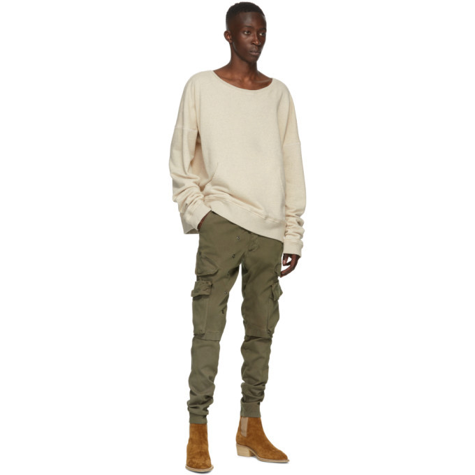 Greg Lauren Beige Long Sleeve Sweatshirt