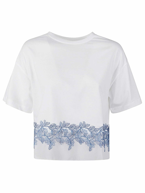 Photo: Ermanno Scervino Lace Floral Embellished Cropped T-shirt