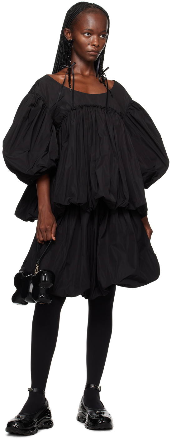 Simone Rocha Black Gathered Miniskirt Simone Rocha