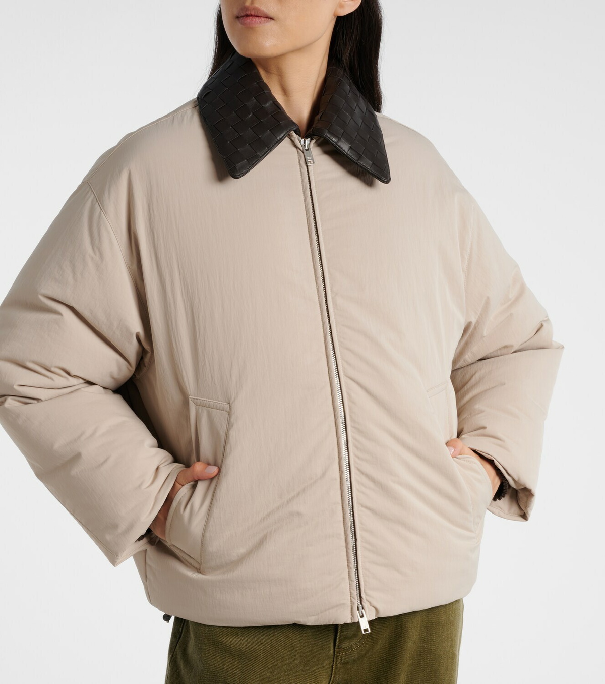 Bottega Veneta Intrecciato leather-trimmed down jacket