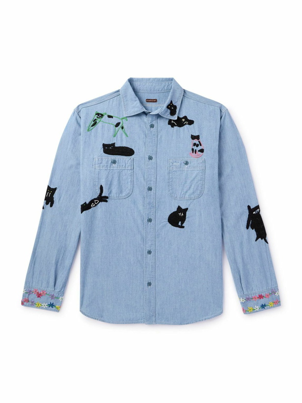 Photo: KAPITAL - Embroidered Cotton-Chambray Shirt - Blue