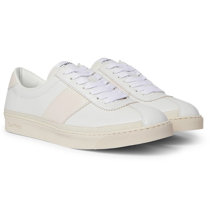 Photo: TOM FORD - Bannister Panelled Faux Leather Sneakers - White