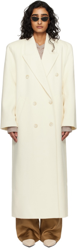 Photo: The Frankie Shop Off-White Gaia Double Breasted Coat