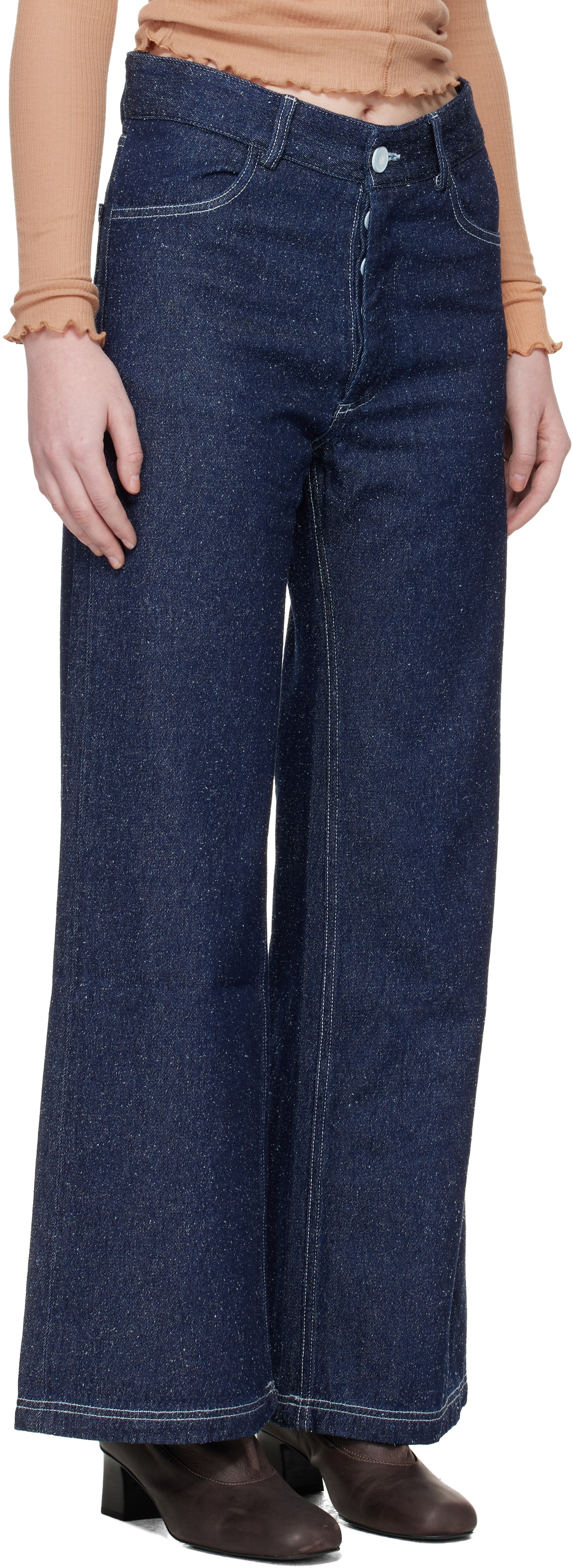 Baserange Navy Tajo Wide Jeans