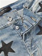 AMIRI - Chemist Skinny-Fit Leather-Appliquéd Stretch-Denim Jeans - Blue - 32
