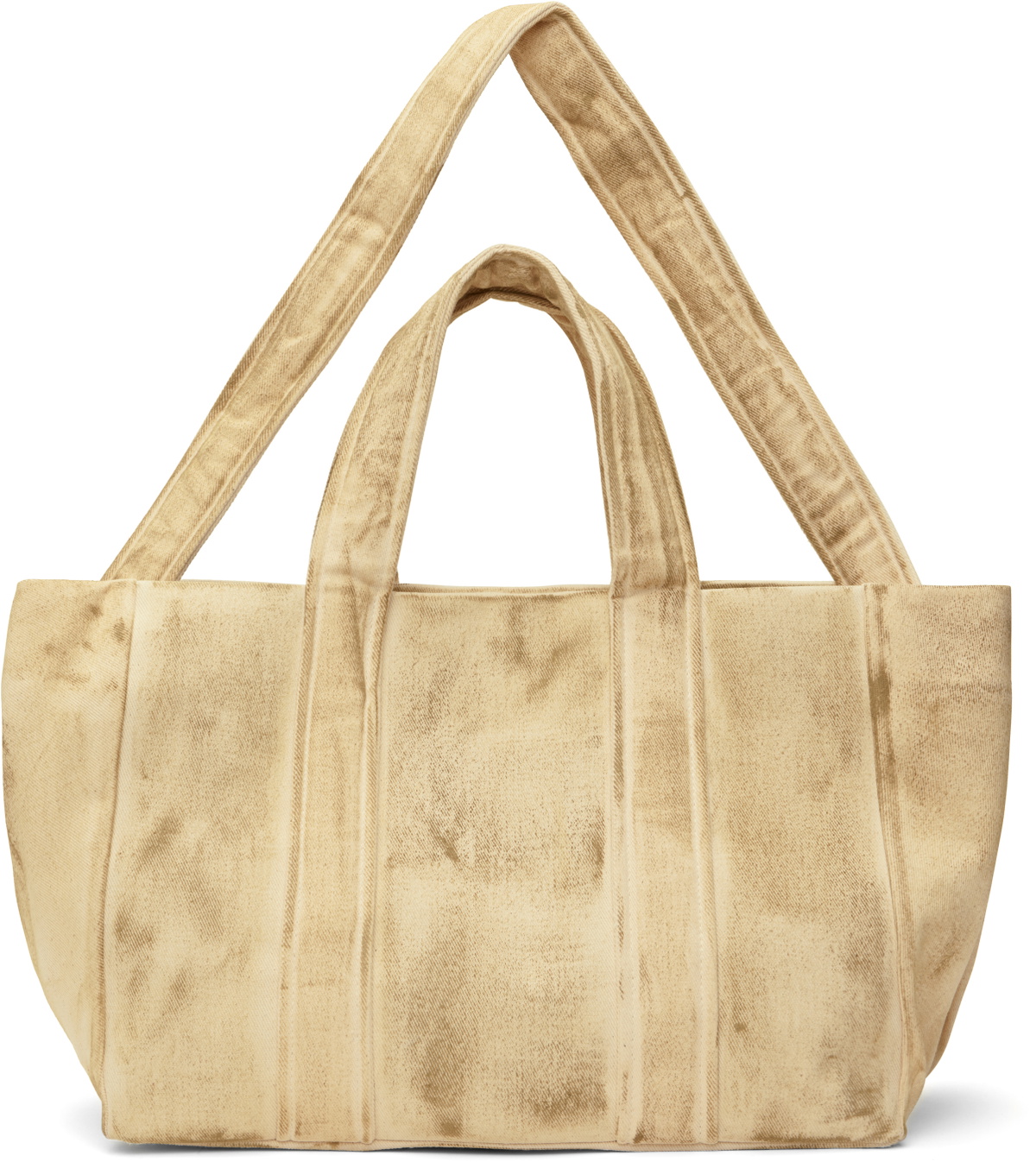 Serapis Beige Tar-Painted Canvas Tote
