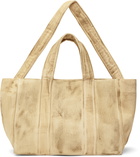 Serapis Beige Tar-Painted Canvas Tote
